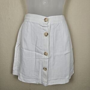 Sage The Label Anthropologie Linen Blend Mini Skirt White Lined Summer Womens M